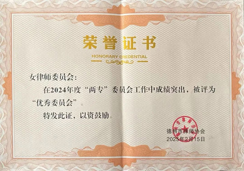 祝贺我所孙静律师荣获2024年度“优秀委员”荣誉称号